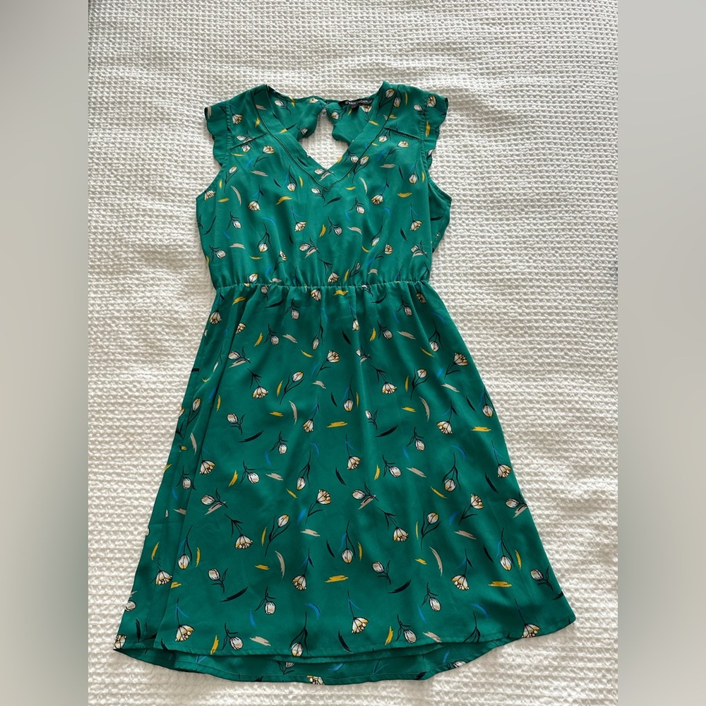 Floral Green Sleeveless Dress